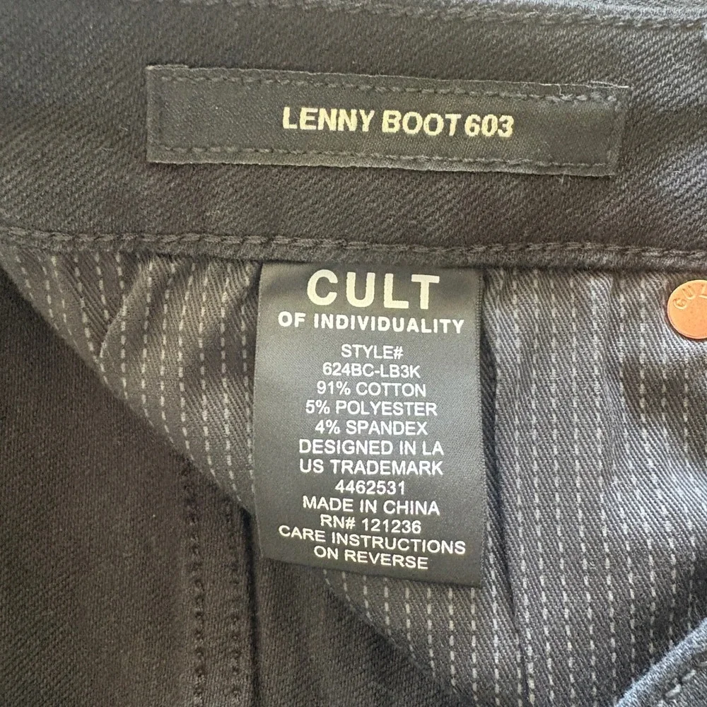Cult of Individuality Jeans Lenny Boot 603 Mens 33x34 Black Denim Embroidery EUC